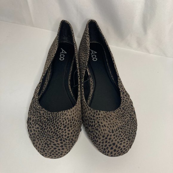 NEW A. Co Animal Print Flats Shoes Size 8 Taupe & Black Animal Print - Picture 2 of 6